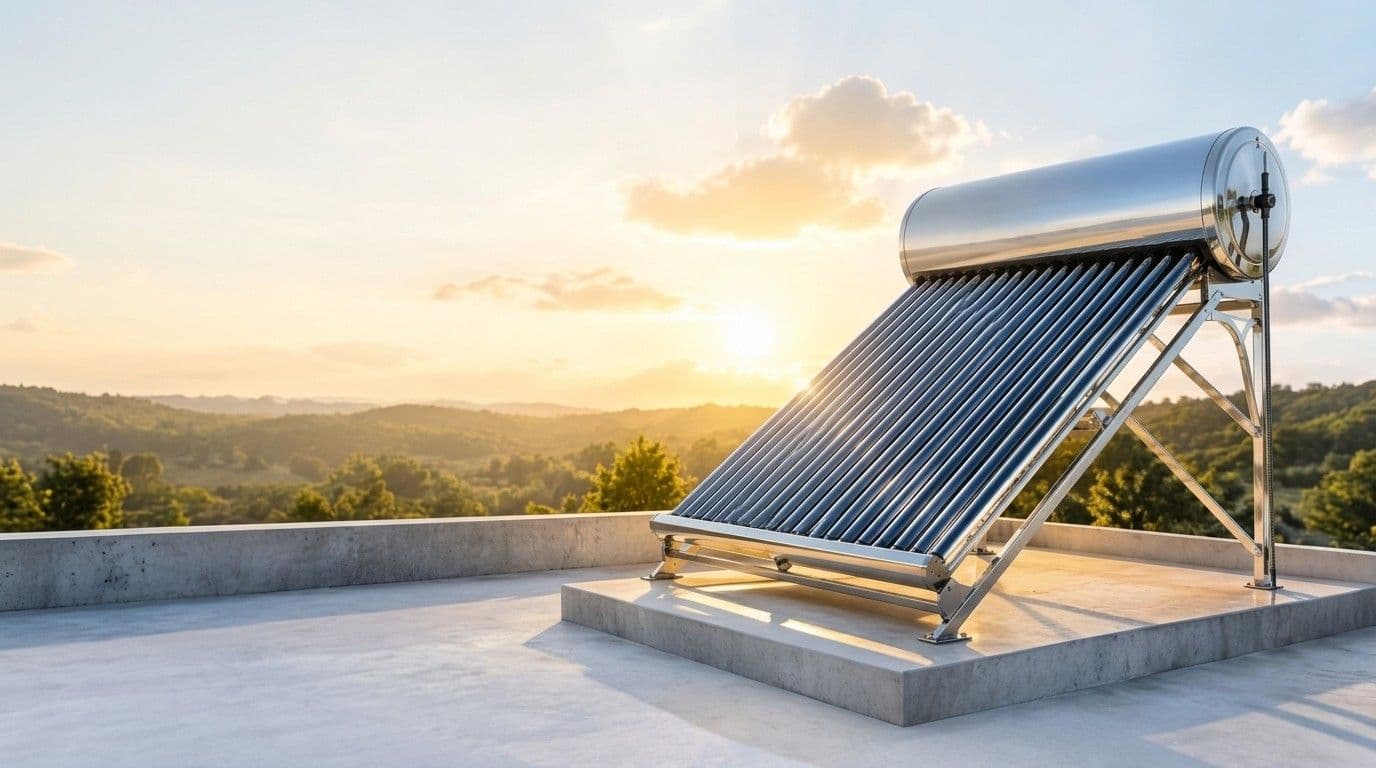 Solar water heater collector installed on a rooftop